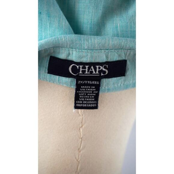 Chaps Wintergreen Mint Button-Down Blouse 2X - Picture 7 of 7